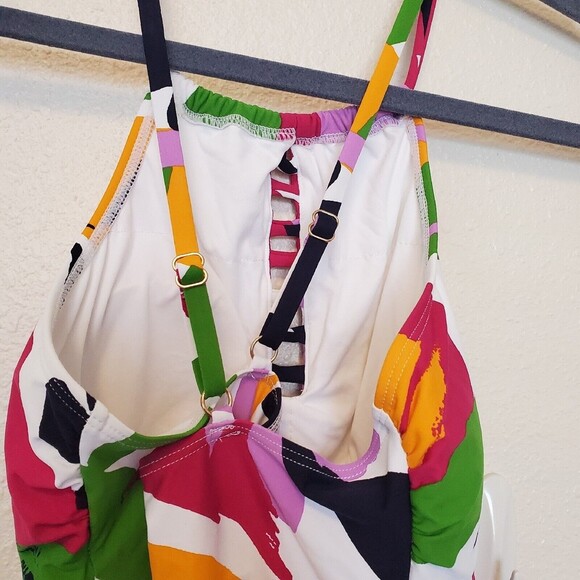Anne Cole‎ Women's High Neck Tankini Swim Top Colorful Size Small X Back Straps - Picture 5 of 14